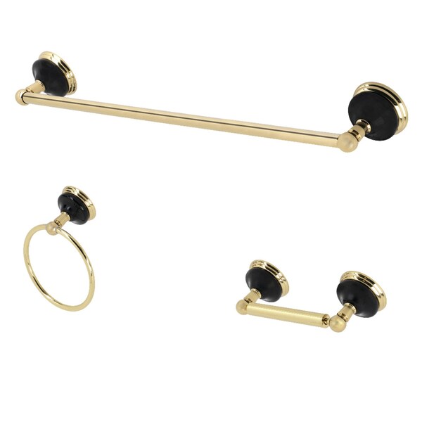 BAK911248PB Water Onyx 3-Piece Bathroom Accessory Set, Polished Brass